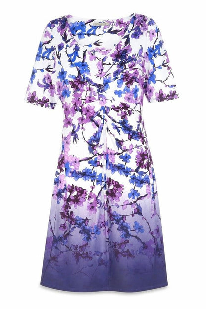 Marks and Spencer Womens Multicoloured Floral Polyester Shift Size 12 V-Neck Pullover - Ombre