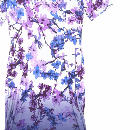 Marks and Spencer Womens Multicoloured Floral Polyester Shift Size 12 V-Neck Pullover - Ombre