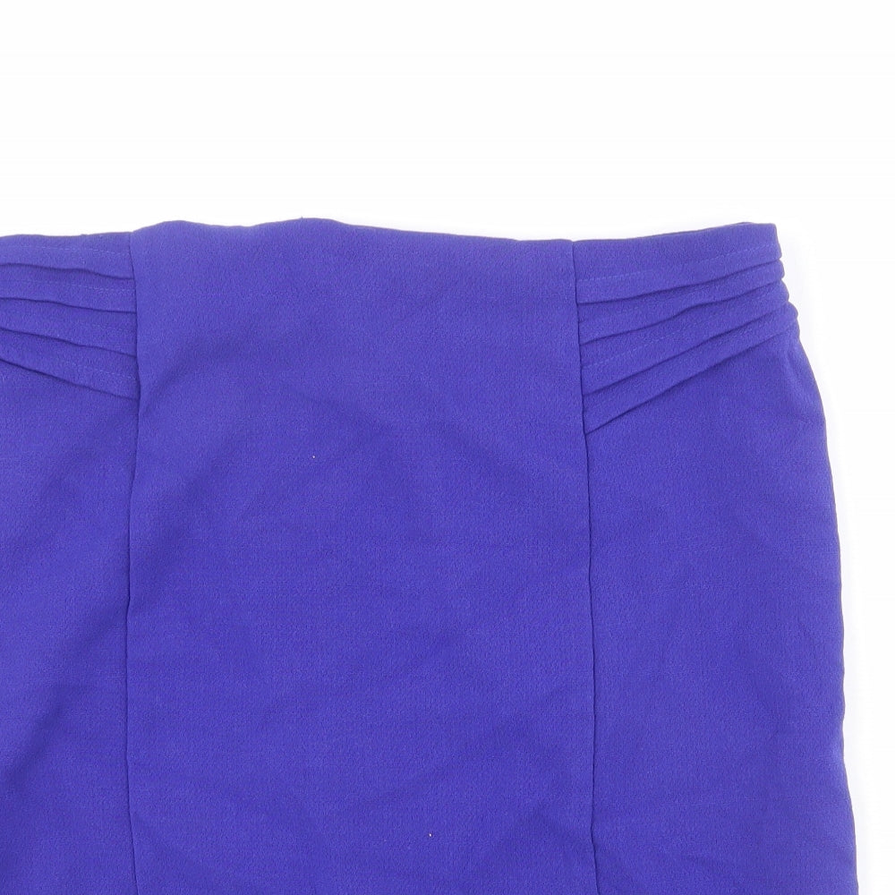 BHS Womens Blue Polyester A-Line Skirt Size 20 Zip