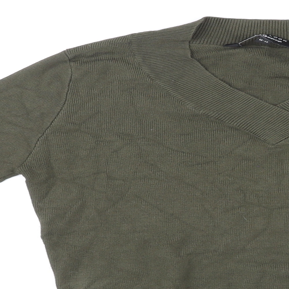 New Look Girls Green V-Neck Viscose Pullover Jumper Size 12-13 Years Pullover