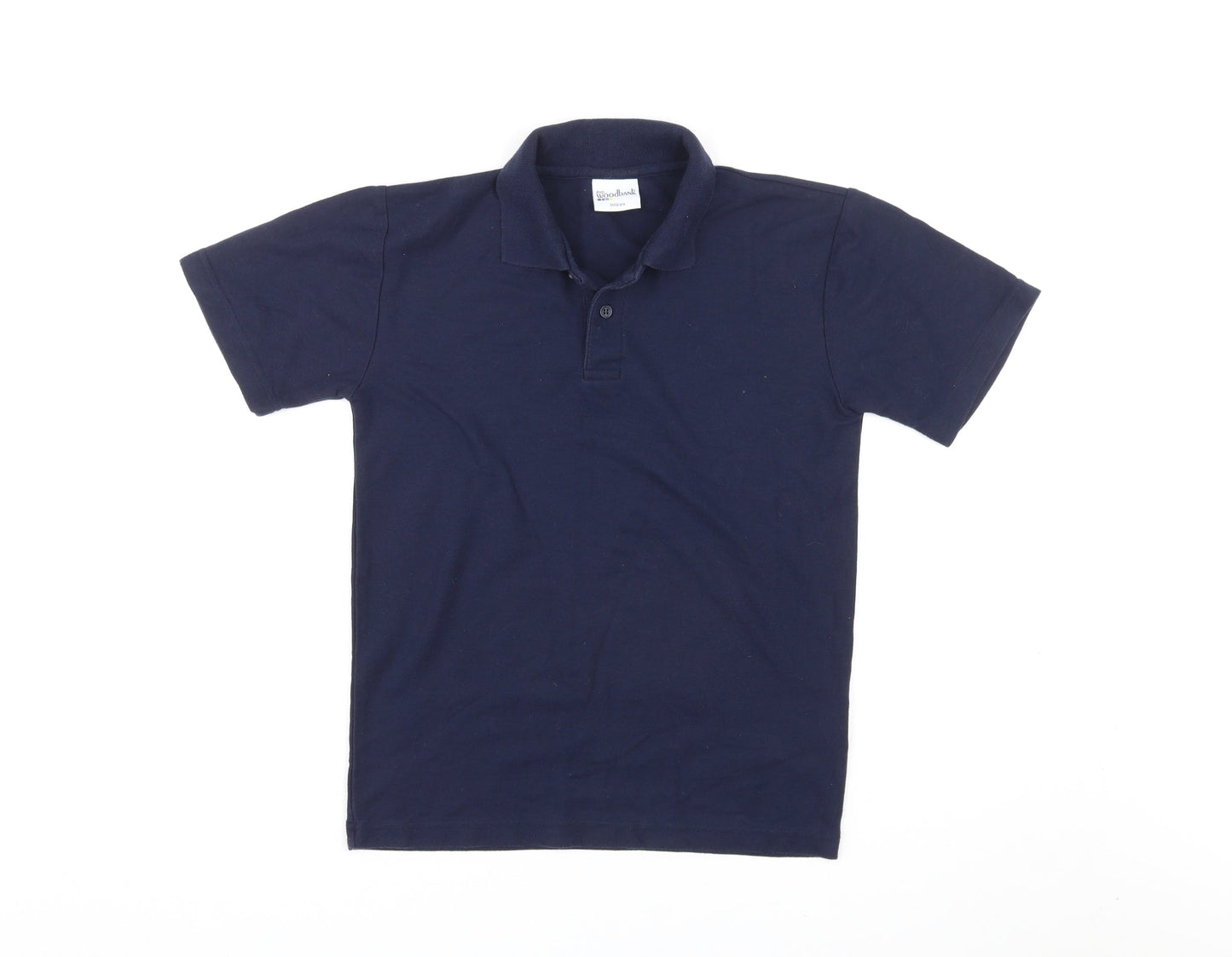 Woodbank Boys Blue Polyester Basic Polo Size 11-12 Years Collared Pullover