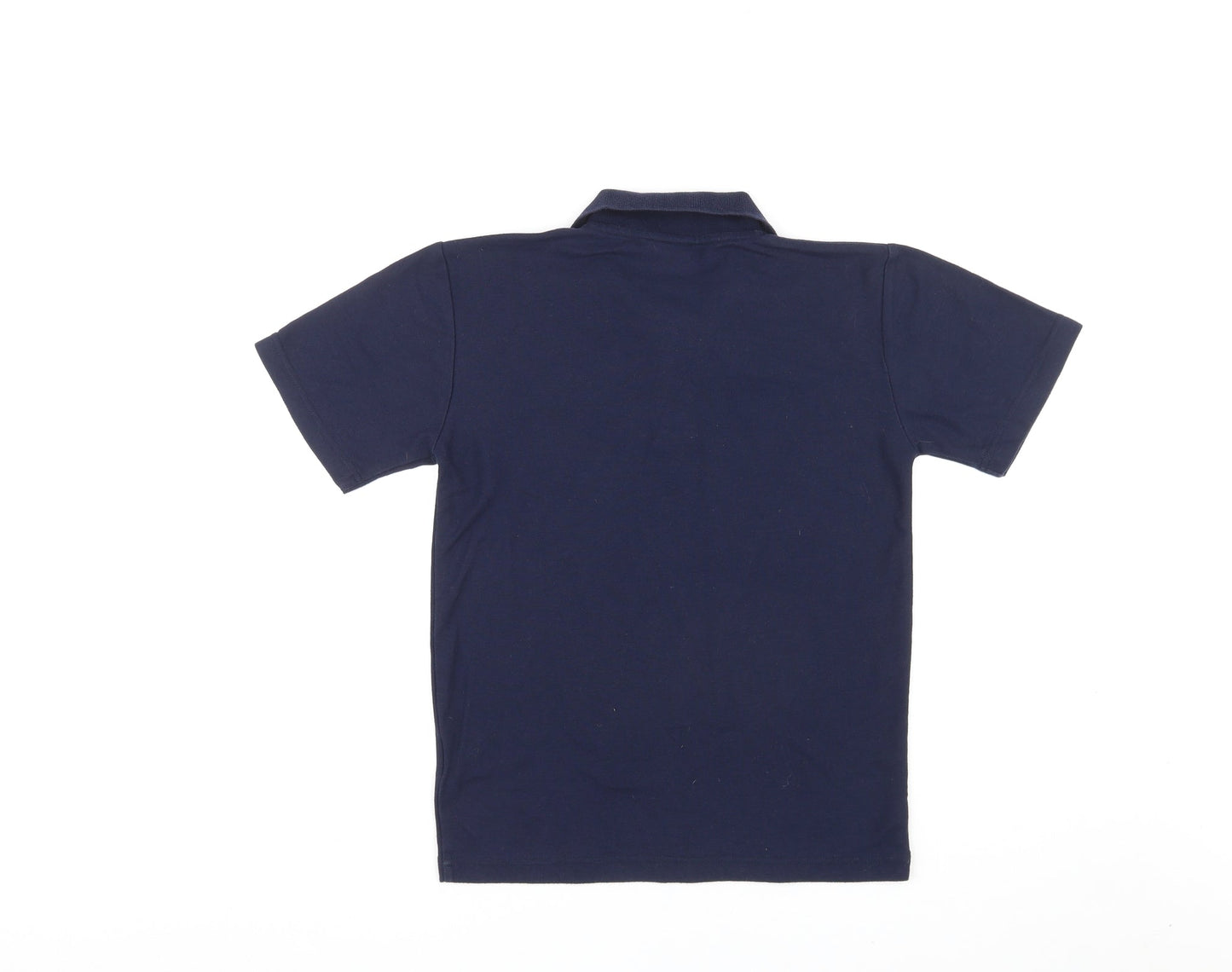 Woodbank Boys Blue Polyester Basic Polo Size 11-12 Years Collared Pullover