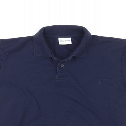 Woodbank Boys Blue Polyester Basic Polo Size 11-12 Years Collared Pullover