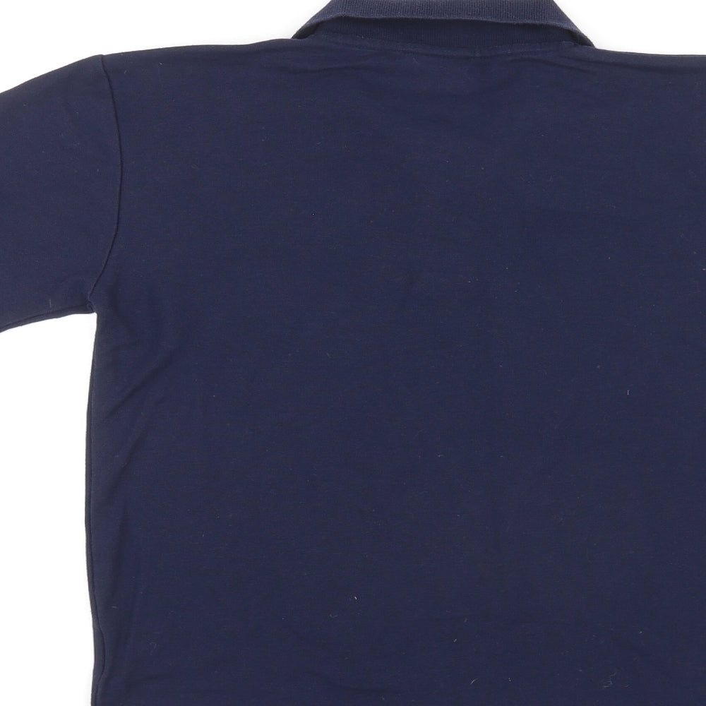 Woodbank Boys Blue Polyester Basic Polo Size 11-12 Years Collared Pullover