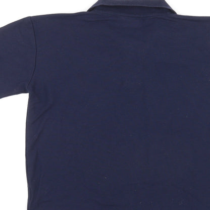 Woodbank Boys Blue Polyester Basic Polo Size 11-12 Years Collared Pullover