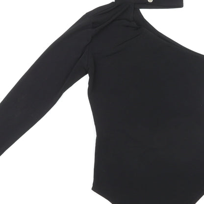 Zack Womens Black Polyester Bodysuit One-Piece Size 4 Snap