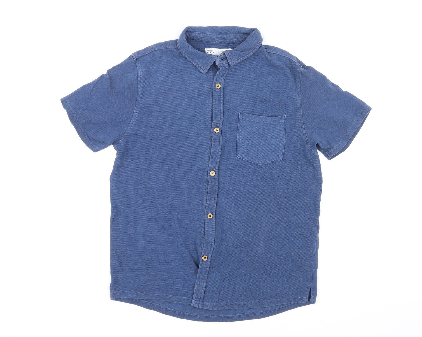 Womens UK Size 10 Zara Blue Basic Button-Up