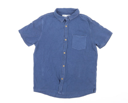 Womens UK Size 10 Zara Blue Basic Button-Up