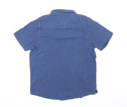 Womens UK Size 10 Zara Blue Basic Button-Up