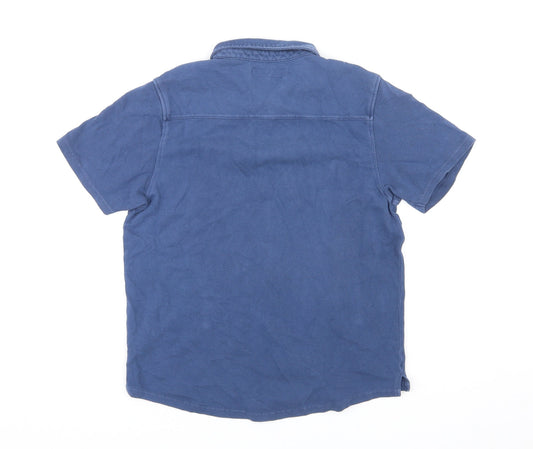 Womens UK Size 10 Zara Blue Basic Button-Up