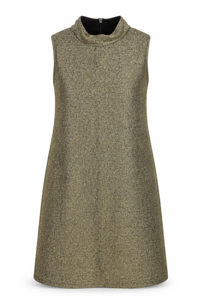 Topshop Womens Gold Viscose A-Line Size 10 Mock Neck Zip