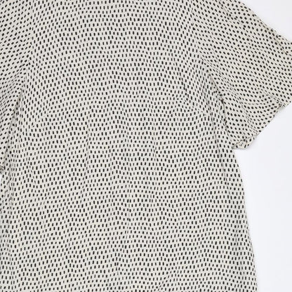 Marks and Spencer Womens Ivory Polka Dot Viscose Shift Size 14 Round Neck Zip