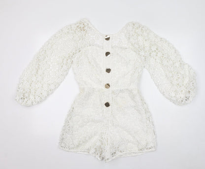Womens UK Size 8 ASOS One-Piece White Playsuit