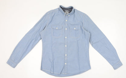 NEXT Mens Blue Cotton Button-Up Size S Collared
