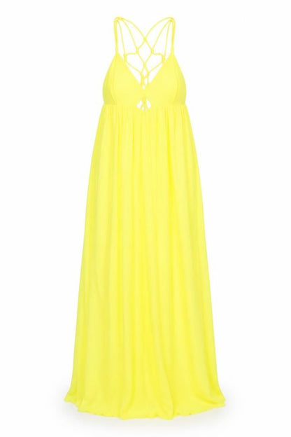 H&M Womens Yellow Polyester Maxi Size 6 V-Neck Zip