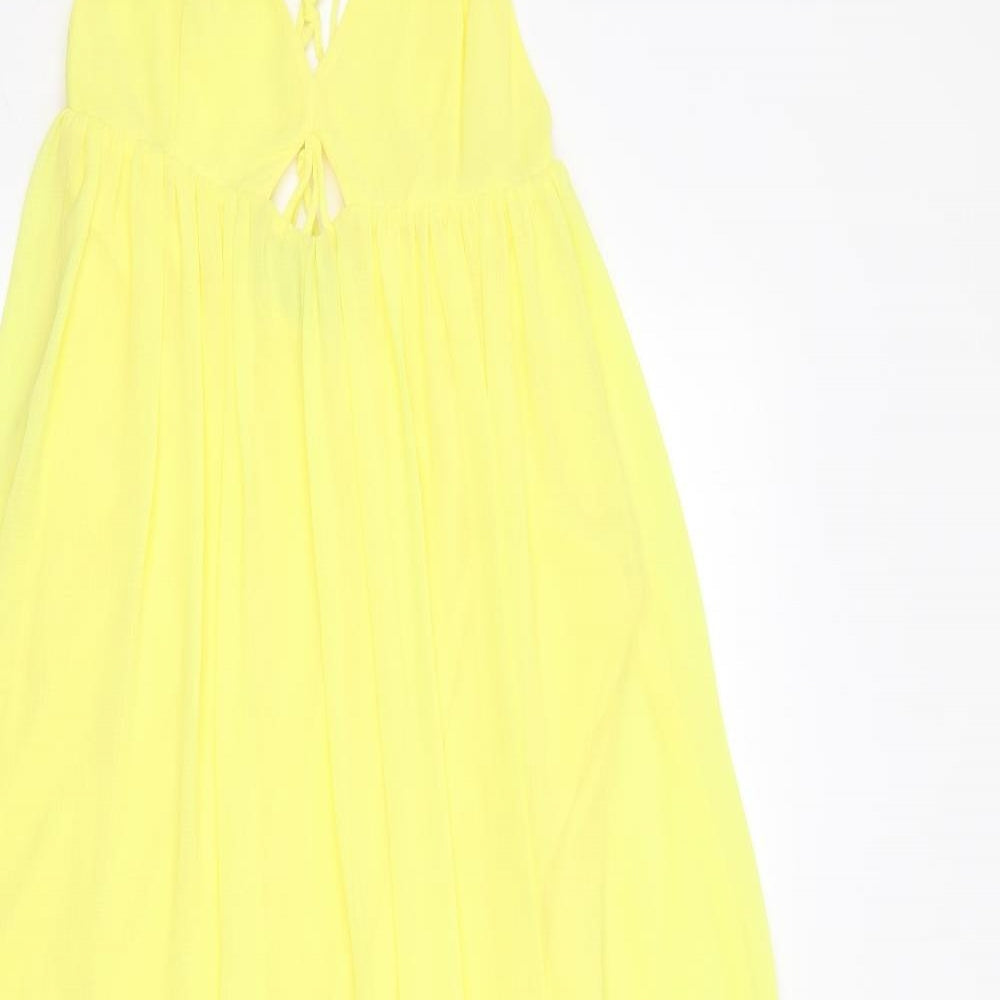 H&M Womens Yellow Polyester Maxi Size 6 V-Neck Zip