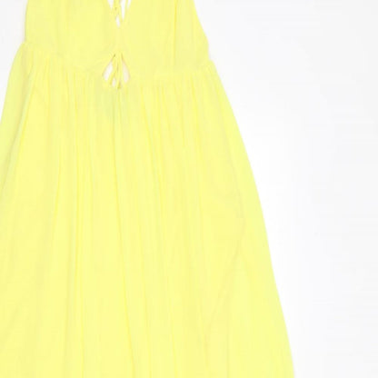 H&M Womens Yellow Polyester Maxi Size 6 V-Neck Zip