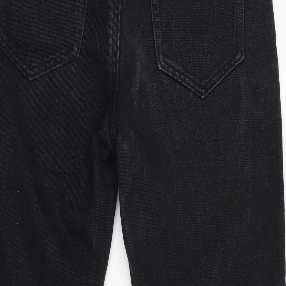 Boohoo Womens Black Cotton Straight Jeans Size 8 L26 in Regular Zip