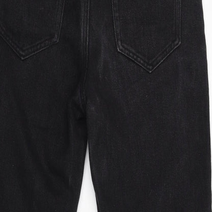 Boohoo Womens Black Cotton Straight Jeans Size 8 L26 in Regular Zip