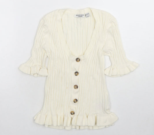 Womens UK Size M Brave Soul Ivory Pullover Jumper