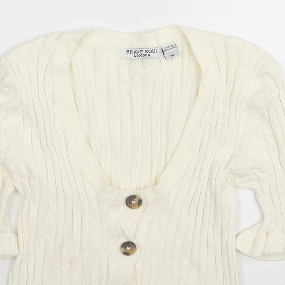 Womens UK Size M Brave Soul Ivory Pullover Jumper