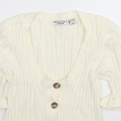 Womens UK Size M Brave Soul Ivory Pullover Jumper