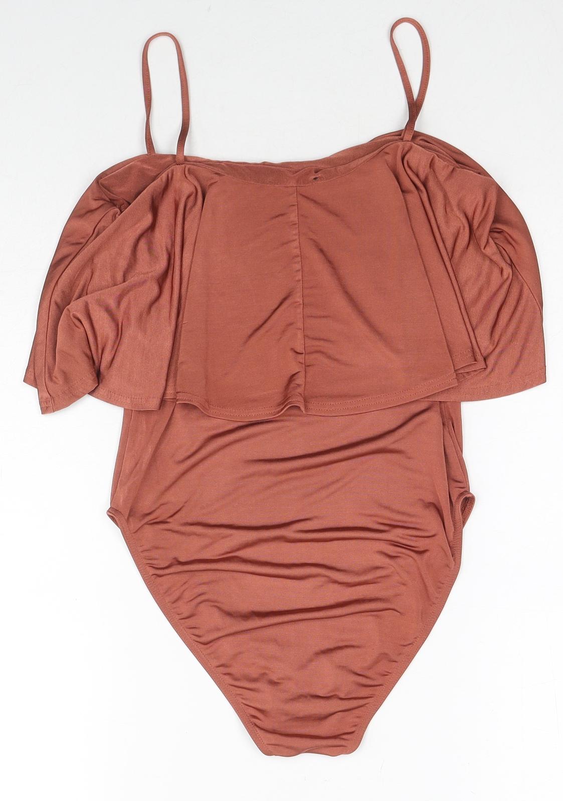 River Island Womens Brown Polyester Bodysuit One-Piece Size 8 Snap