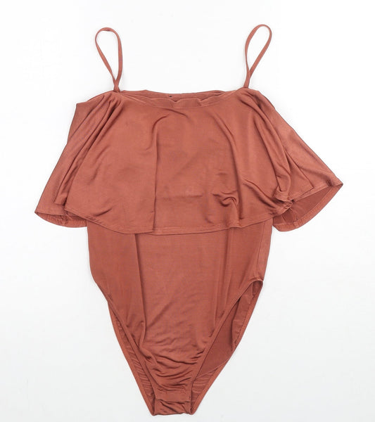 River Island Womens Brown Polyester Bodysuit One-Piece Size 8 Snap