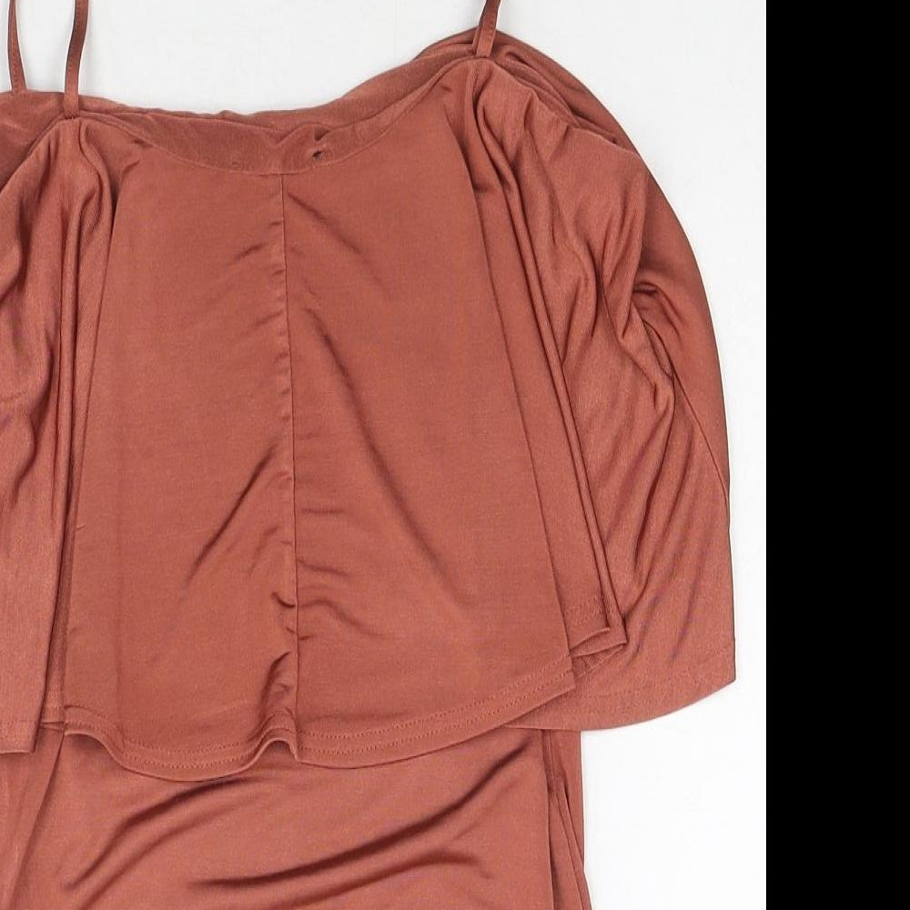 River Island Womens Brown Polyester Bodysuit One-Piece Size 8 Snap