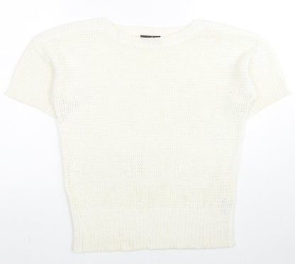 Wallis Womens White Boat Neck Acrylic Pullover Jumper Size S