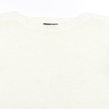 Wallis Womens White Boat Neck Acrylic Pullover Jumper Size S