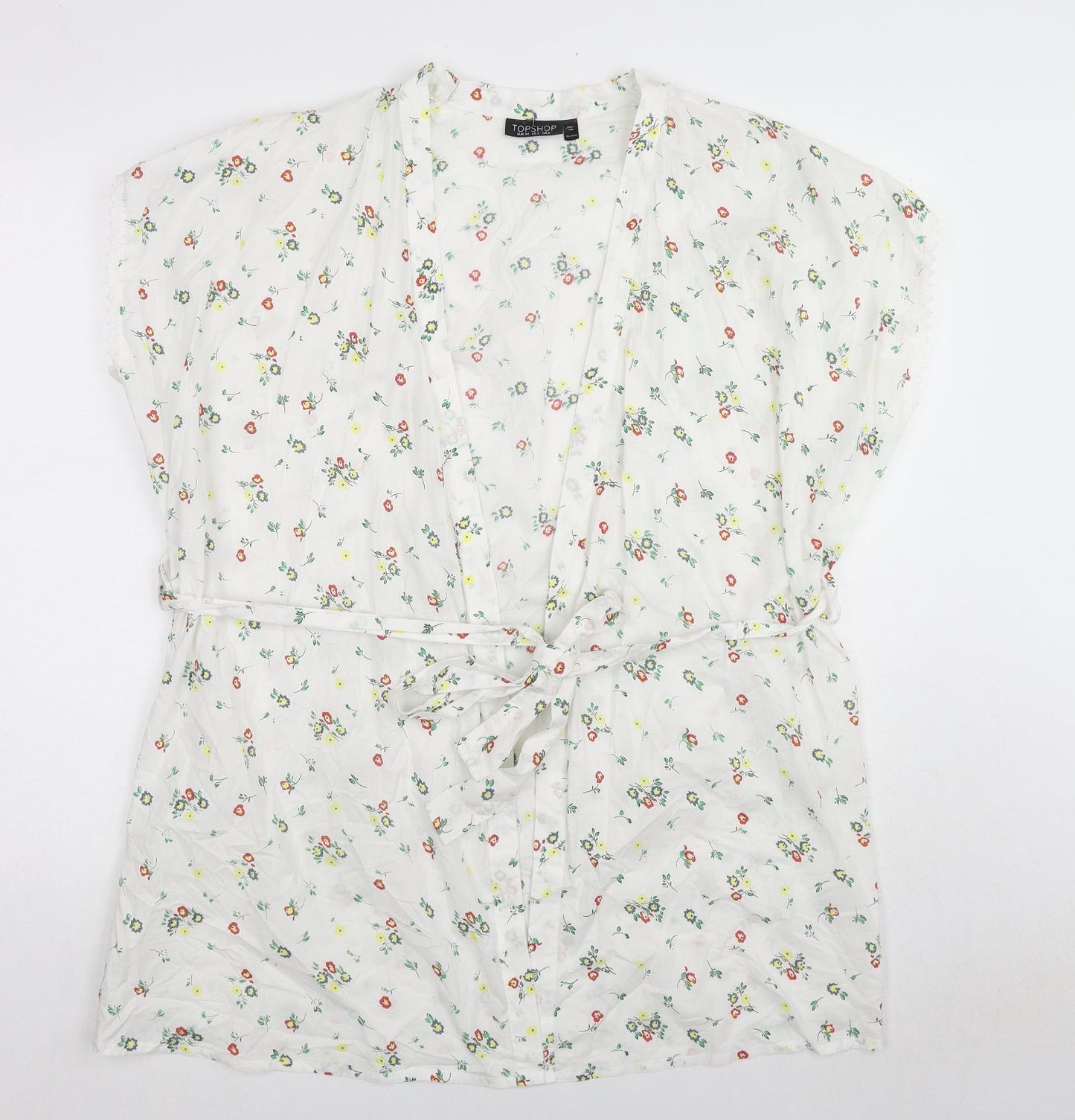Womens UK Size 6 Topshop White Kimono Blouse
