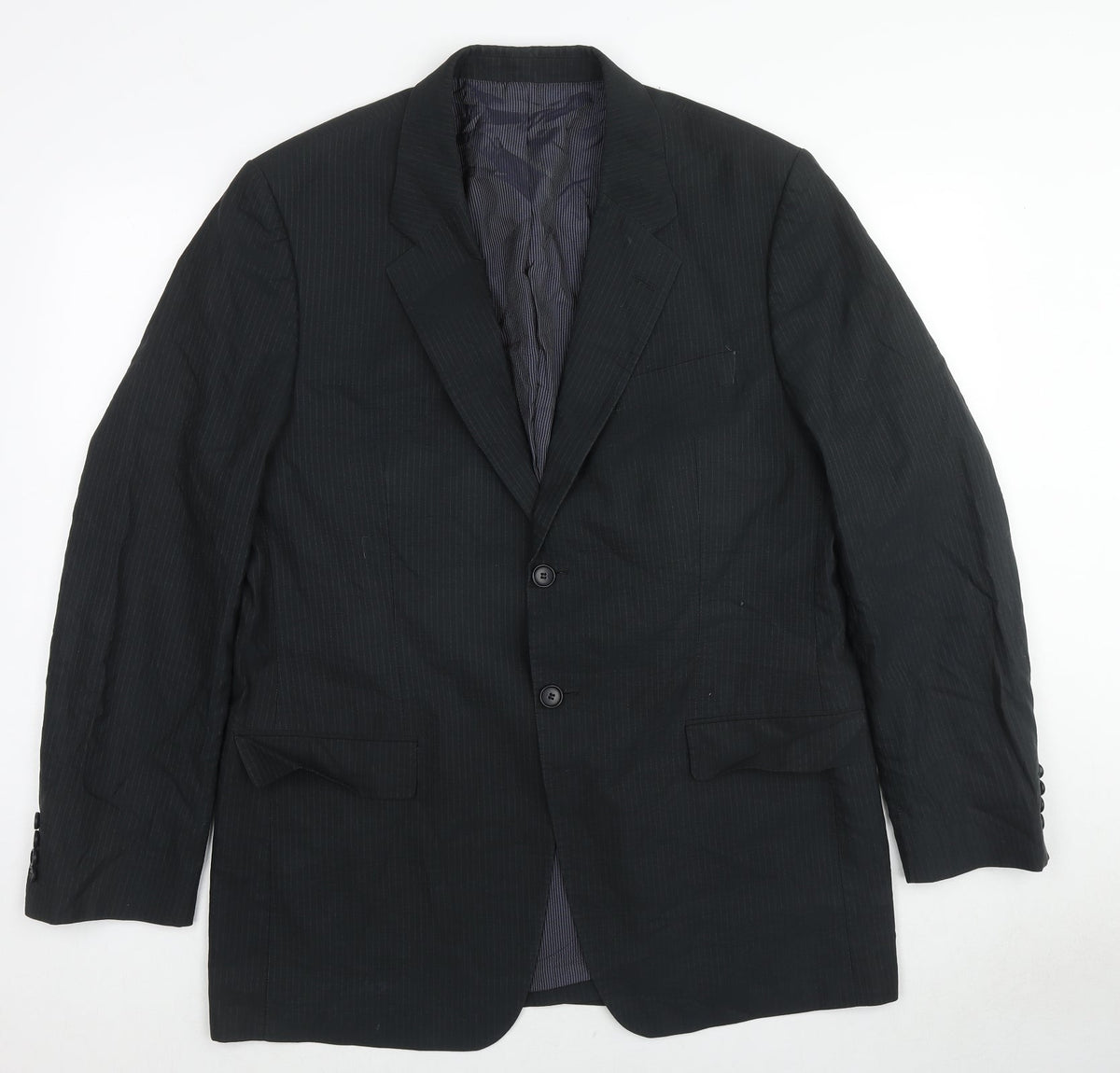 Sand Mens Black Striped Cotton Jacket Suit Jacket Size 44 Regular