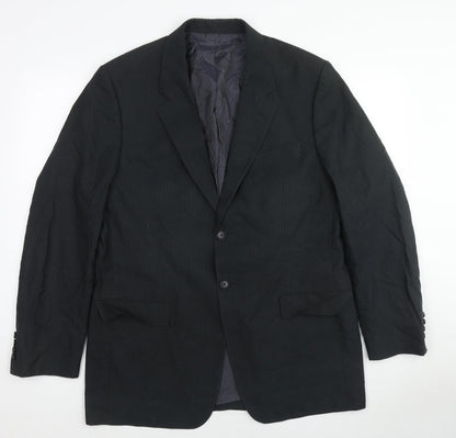Sand Mens Black Striped Cotton Jacket Suit Jacket Size 44 Regular