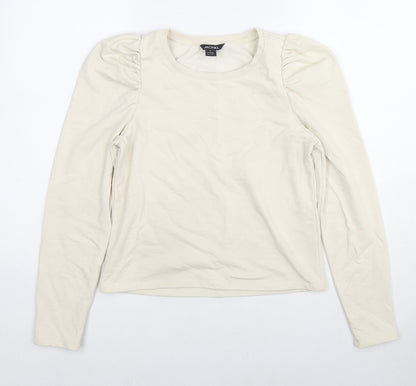 Monki Womens Beige Cotton Pullover Sweatshirt Size S Pullover