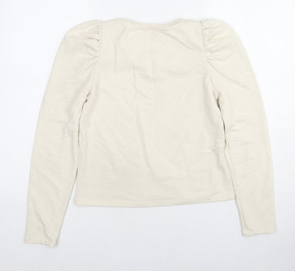 Monki Womens Beige Cotton Pullover Sweatshirt Size S Pullover