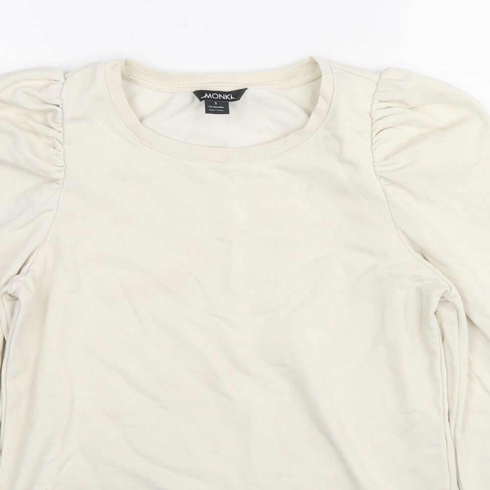 Monki Womens Beige Cotton Pullover Sweatshirt Size S Pullover