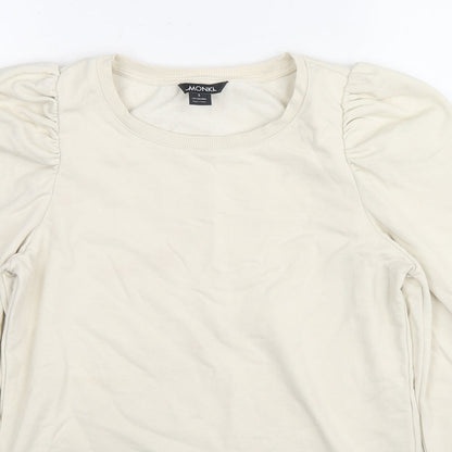 Monki Womens Beige Cotton Pullover Sweatshirt Size S Pullover