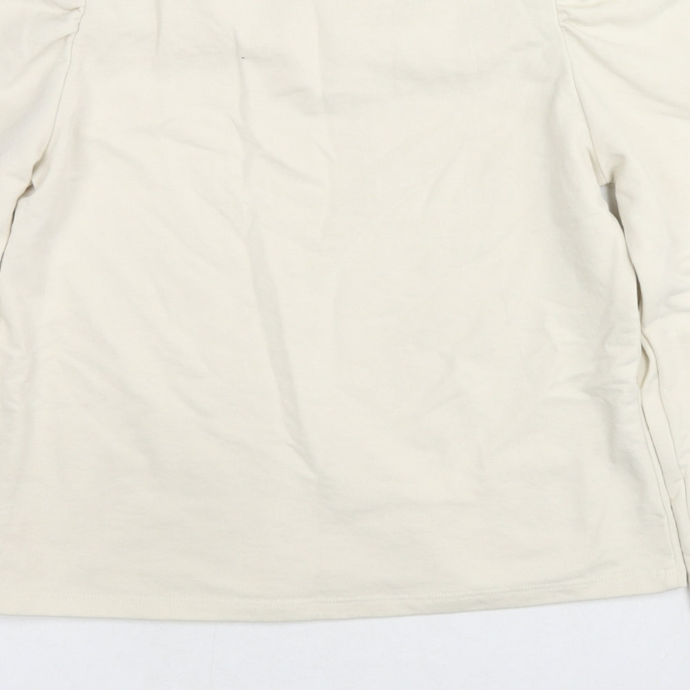 Monki Womens Beige Cotton Pullover Sweatshirt Size S Pullover