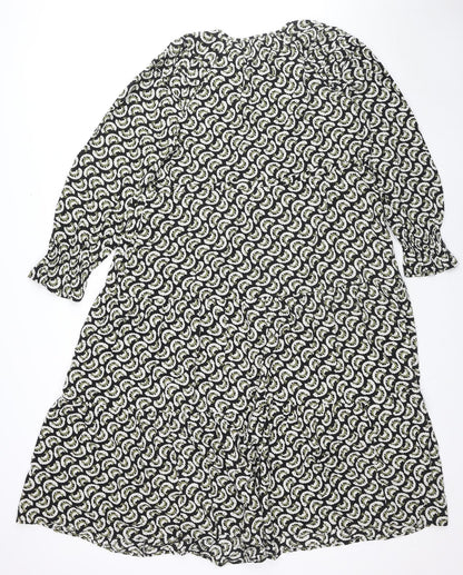 Marks and Spencer Womens Multicoloured Geometric Viscose Shift Size 12 Mock Neck Tie