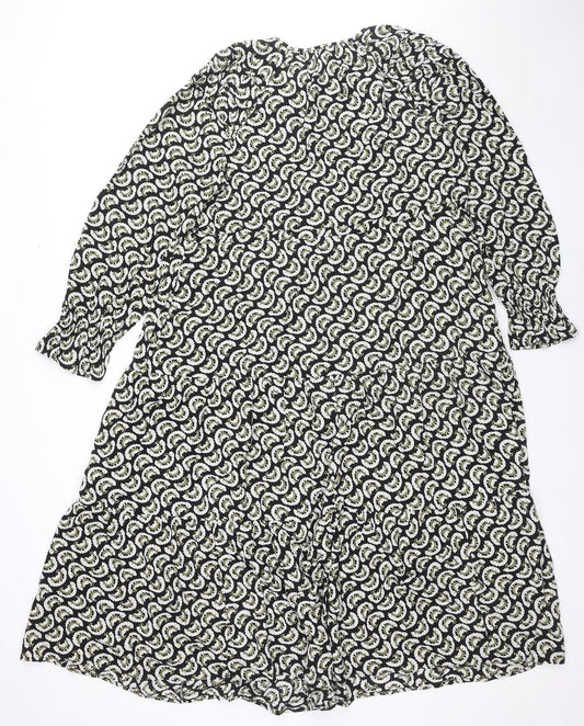 Marks and Spencer Womens Multicoloured Geometric Viscose Shift Size 12 Mock Neck Tie