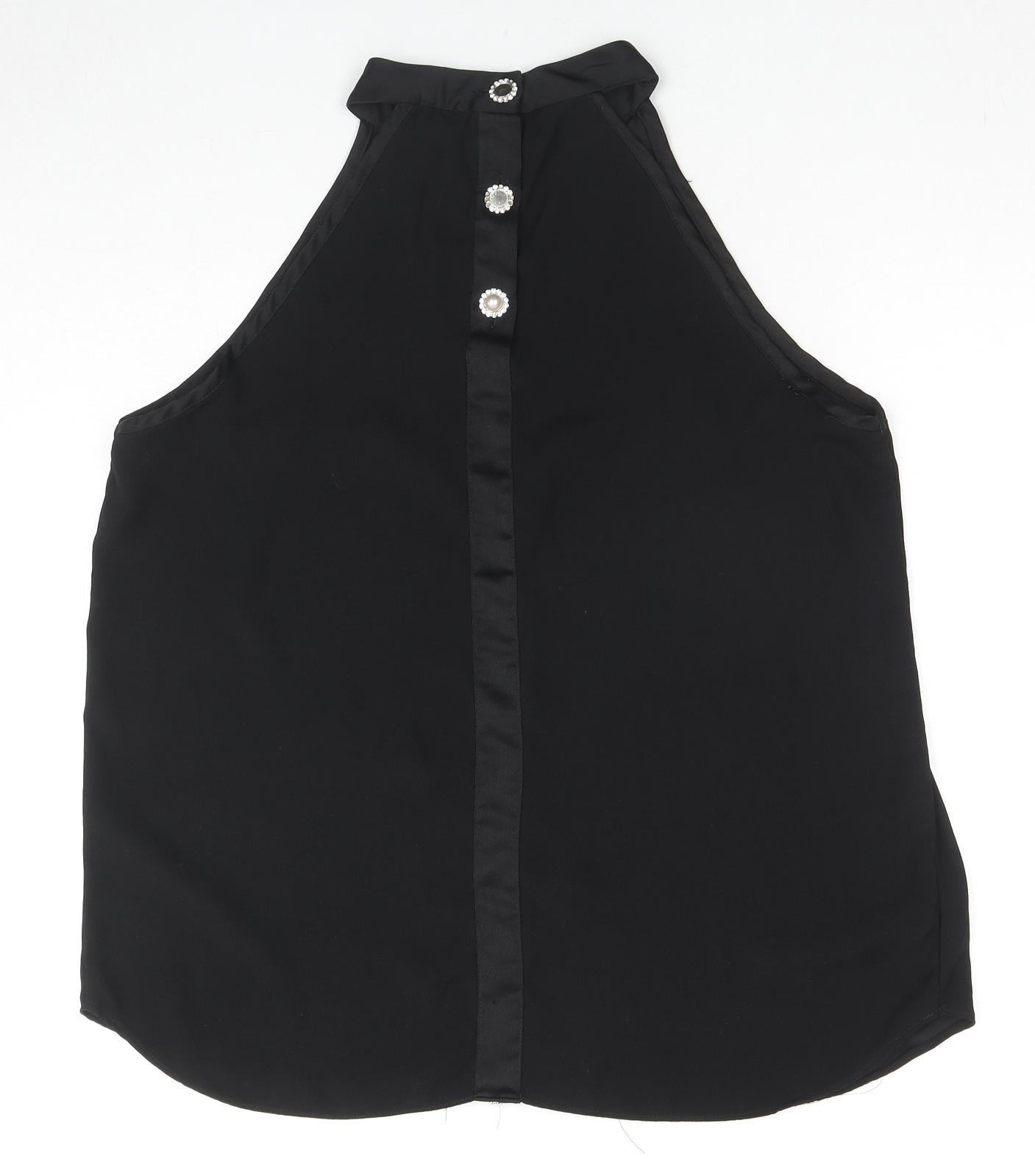 Womens UK Size 8 River Island Black Basic Tank