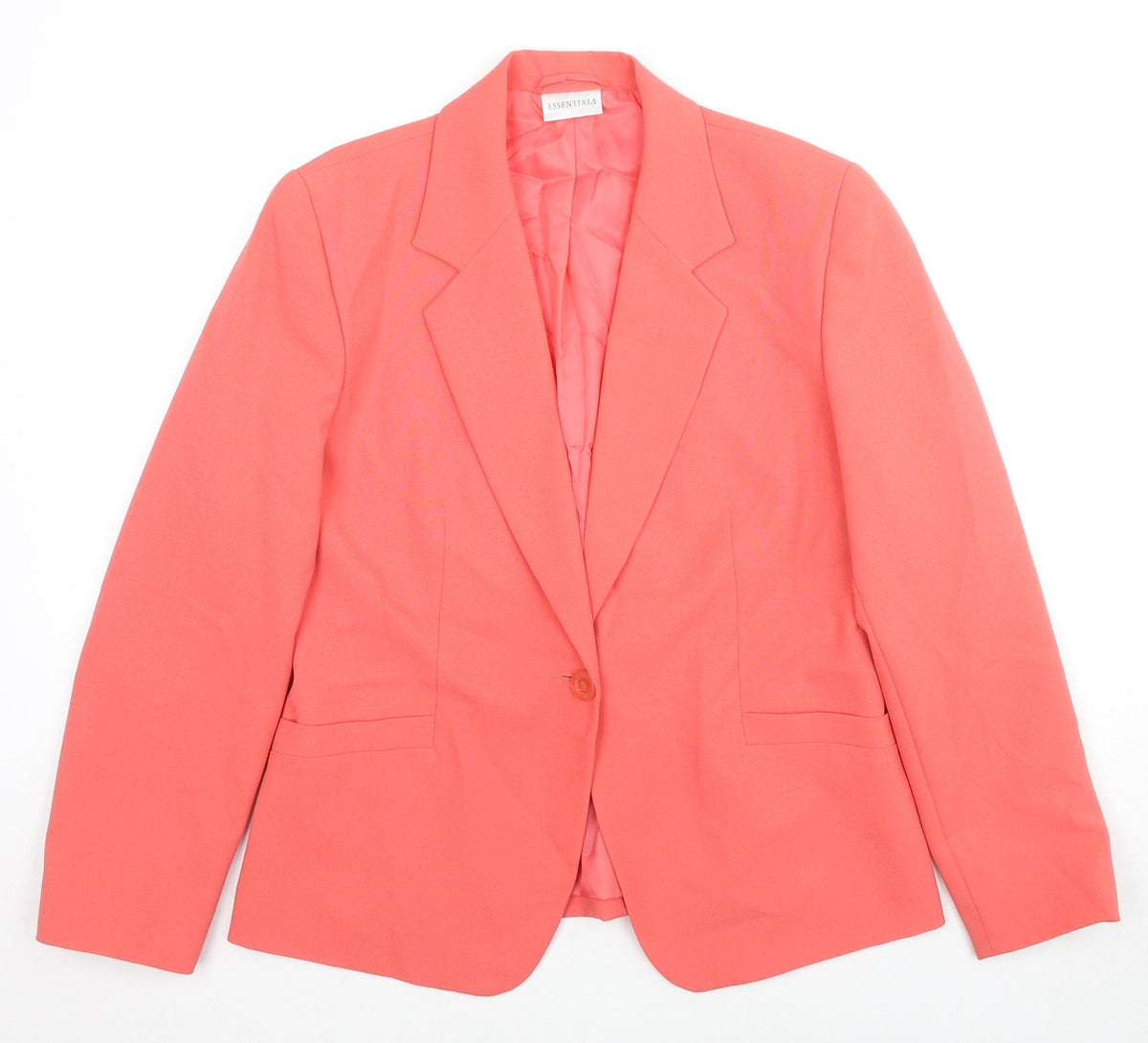 Essentials Womens Pink Jacket Blazer Size 14 Button