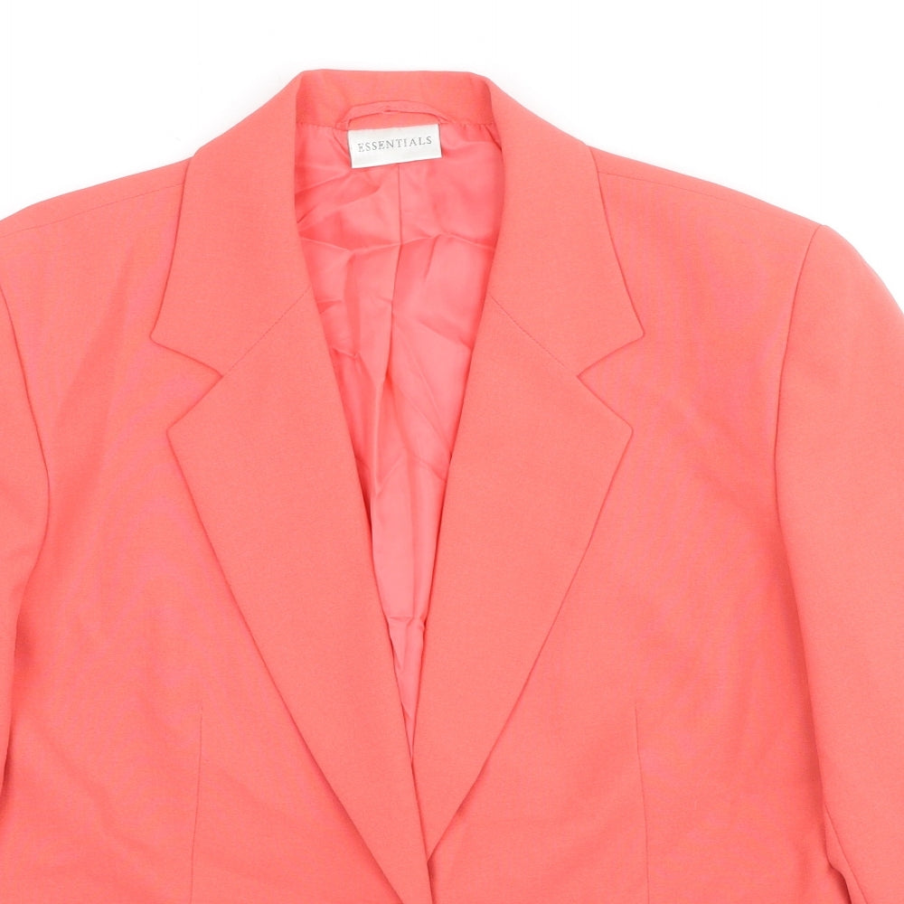 Essentials Womens Pink Jacket Blazer Size 14 Button
