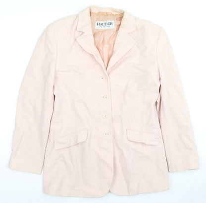 Hauber Womens Beige Jacket Blazer Size 12 Button