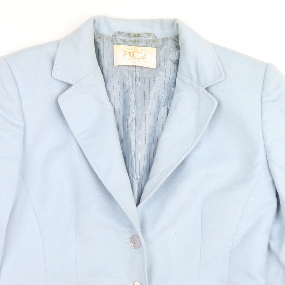 Country Casuals Womens Blue Jacket Blazer Size 12 Button