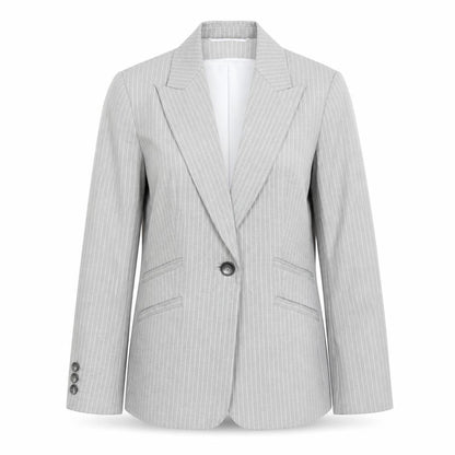 Planet Womens Grey Striped Polyester Jacket Blazer Size 10