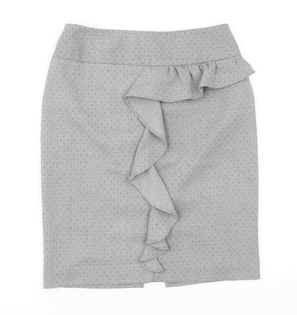 Miss Selfridge Womens Grey Geometric Polyester A-Line Skirt Size 8 Zip