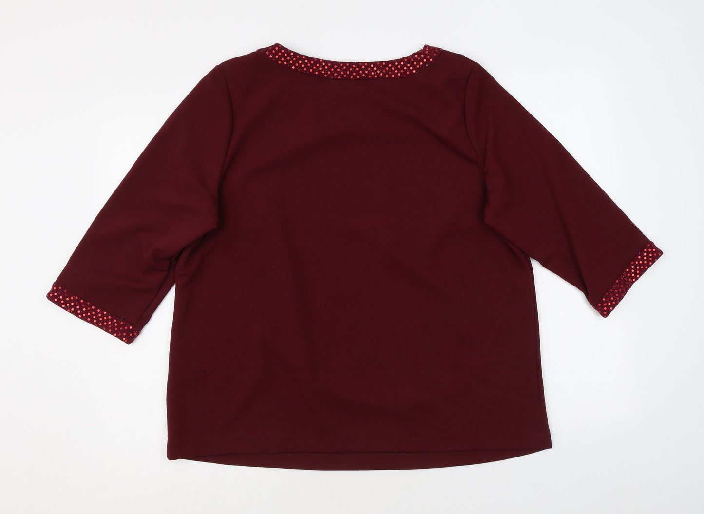 Bonmarché Womens Red Polyester Basic Blouse Size 18 Round Neck