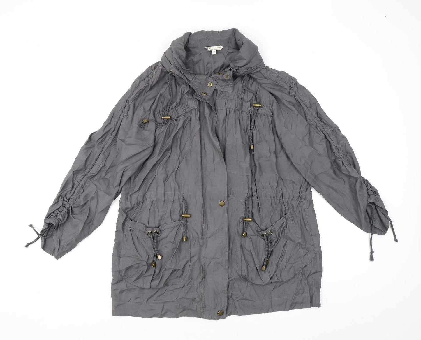 Indigo Womens Grey Jacket Coat Size 14 Zip